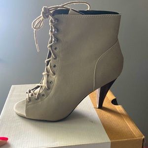 Size 8.5 Call It Spring grey peep toe bootie.